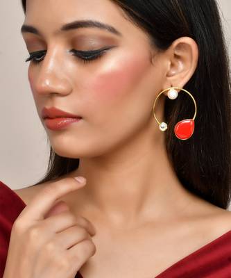 Red stone western hoop earrings 1