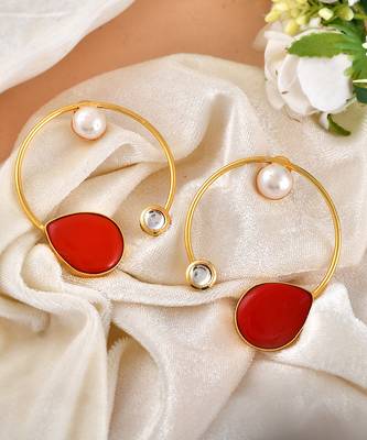Red stone western hoop earrings 2