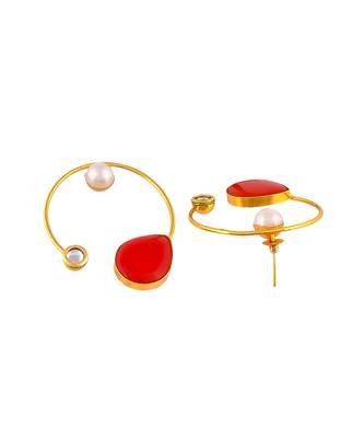 Red stone western hoop earrings 4