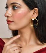 Black onyx gold plated hoop earrings