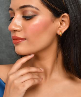 Gold plated hammered small tiny half hoop earrings 1