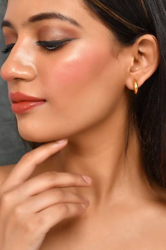 Gold plated hammered small tiny half hoop earrings