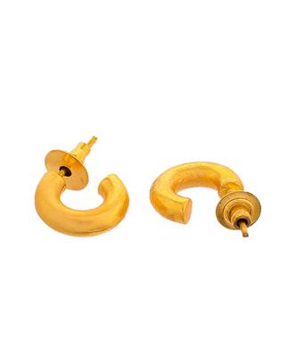 Gold plated hammered small tiny half hoop earrings 3