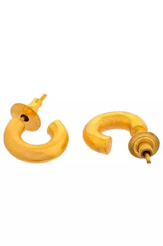 Gold plated hammered small tiny half hoop earrings