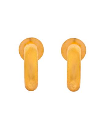 Gold plated hammered small tiny half hoop earrings 4