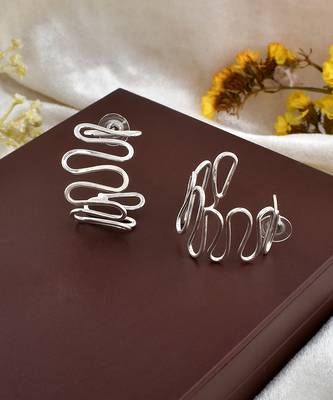 Designer silver plated half hoop earrings 2