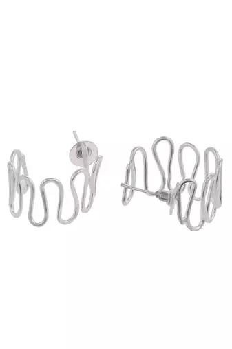 Designer silver plated half hoop earrings