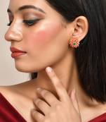 Gold plated floral stud earrings for women