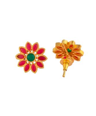 Gold plated floral stud earrings for women 4