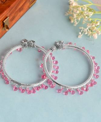 Pink beads drop kada anklet 2