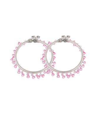 Pink beads drop kada anklet 3