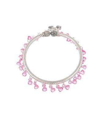 Pink beads drop kada anklet 4