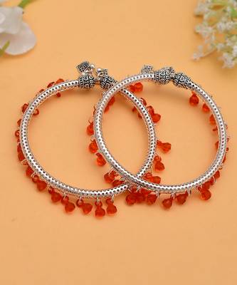Orange drop silver plated kada anklets 2