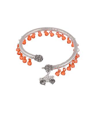 Orange drop silver plated kada anklets 3