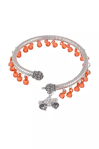 Orange drop silver plated kada anklets