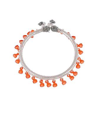 Orange drop silver plated kada anklets 4