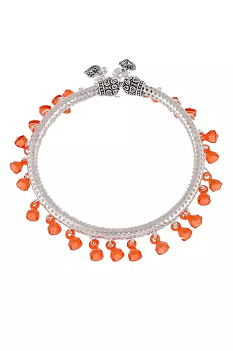 Orange drop silver plated kada anklets
