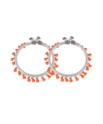 Orange drop silver plated kada anklets 5