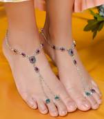 Traditional anklet with attached double toe rings