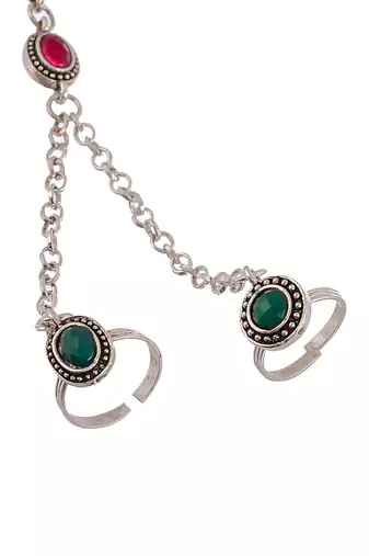 Traditional anklet with attached double toe rings