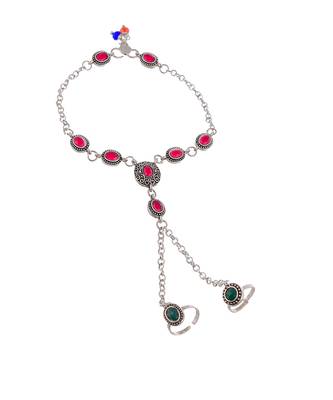 Traditional anklet with attached double toe rings 4