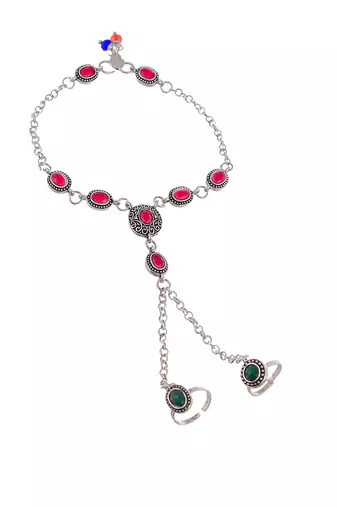 Traditional anklet with attached double toe rings
