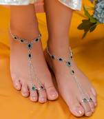 Oxidised silver chain anklet with toe rings