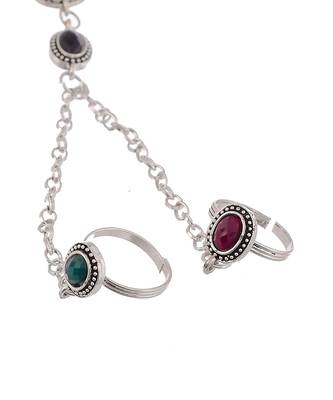 Oxidised silver chain anklet with toe rings 3