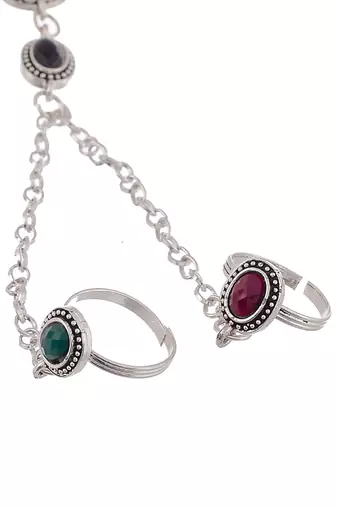 Oxidised silver chain anklet with toe rings