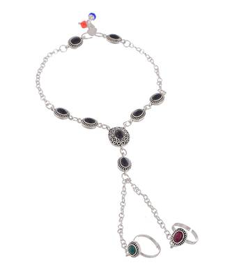 Oxidised silver chain anklet with toe rings 4