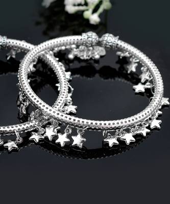 Star charm silver plated kada anklet 2