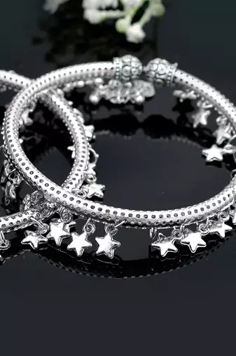 Star charm silver plated kada anklet