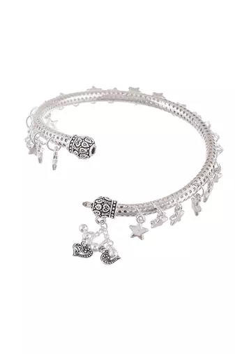 Star charm silver plated kada anklet
