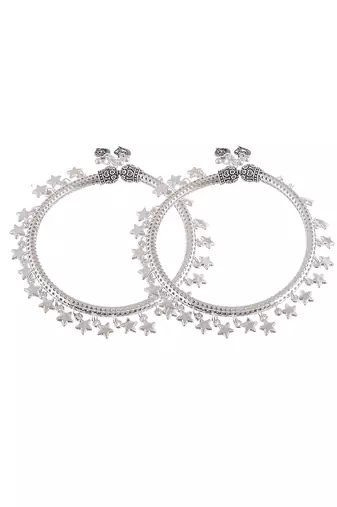 Star charm silver plated kada anklet
