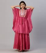 Rosewood pink with mirror work skirt set