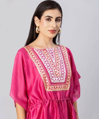 Rosewood pink with mirror work skirt set 5