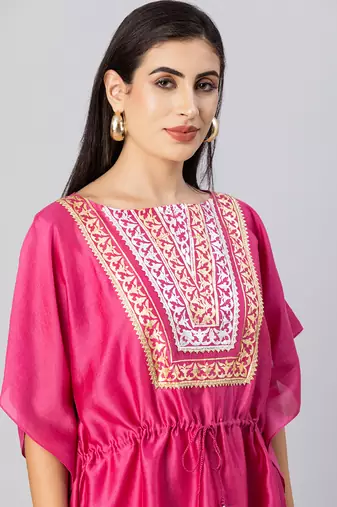 Rosewood pink with mirror work skirt set