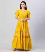 Mustard gold bohemian gown dress