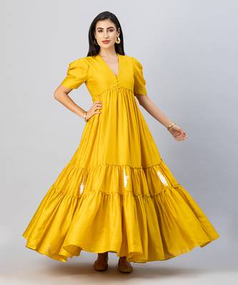 Mustard gold bohemian gown dress 2
