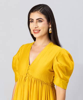 Mustard gold bohemian gown dress 5