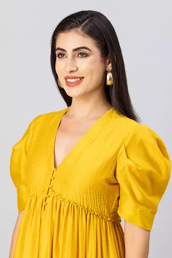 Mustard gold bohemian gown dress
