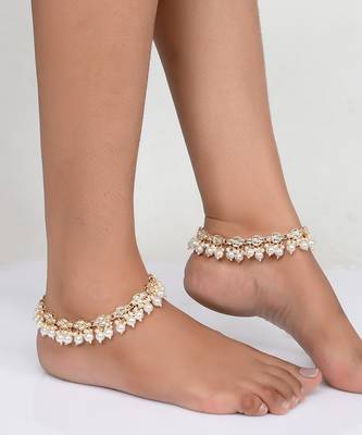 Gold plated kundan traditional ethnic payal for women 1