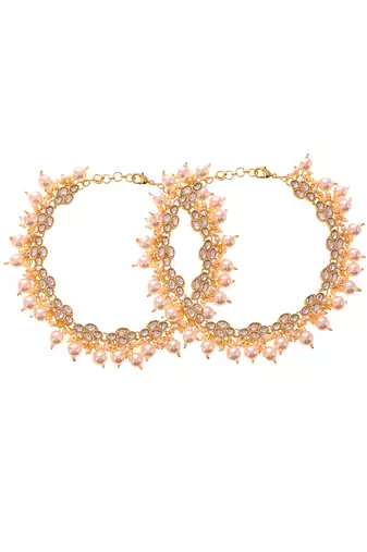 Gold plated kundan traditional ethnic payal for women