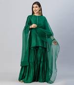 Emerald green tiered gharara set