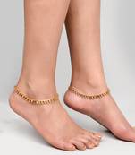 Gold toned multi stone studded chain anklet