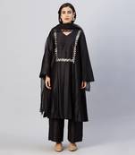 Black straight line kurta set