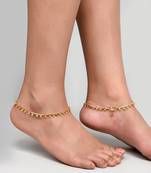 Gold plated multi stone studded chain ankle bracelet