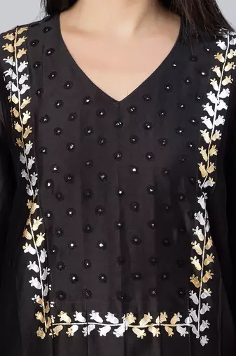 Black straight line kurta set