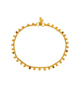 Gold plated multi stone studded chain ankle bracelet 3