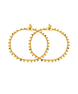 Gold plated multi stone studded chain ankle bracelet 4